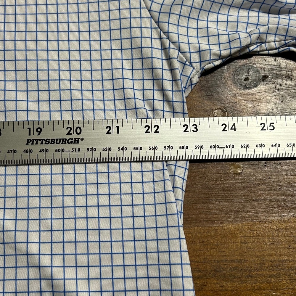 Collars & Co Mens Dress Collar Polo Shirt XL Blue White Windowpane Check - Picture 4 of 5